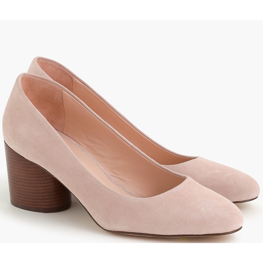 NWT J. Crew Suede Stacked mid-heel Pumps